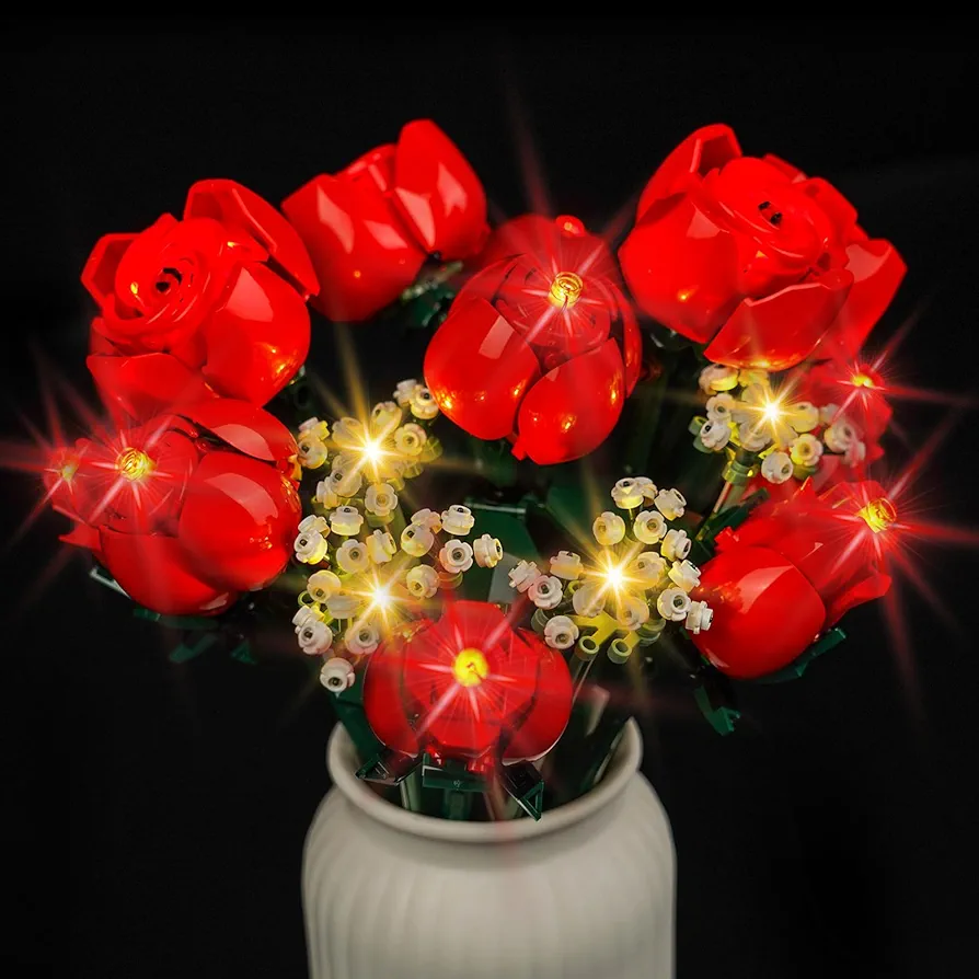 Upgraded Led Light Kit for Lego Heart Ornament and Lego Roses Bouquet Building Set, Compatible with Lego 40638 and 10328, Great Gift for Valentine's Day (Model Not Included)