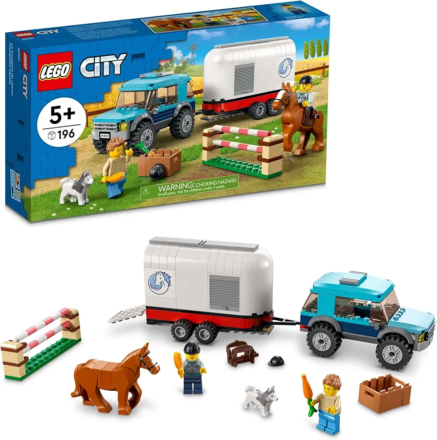 LEGO 60327 City Great Vehicles Horse Transporter Set, with SUV Toy Car, Trailer, Horse Figure and Jump, Gifts for Kids, Boys & Girls 5 plus Years Old