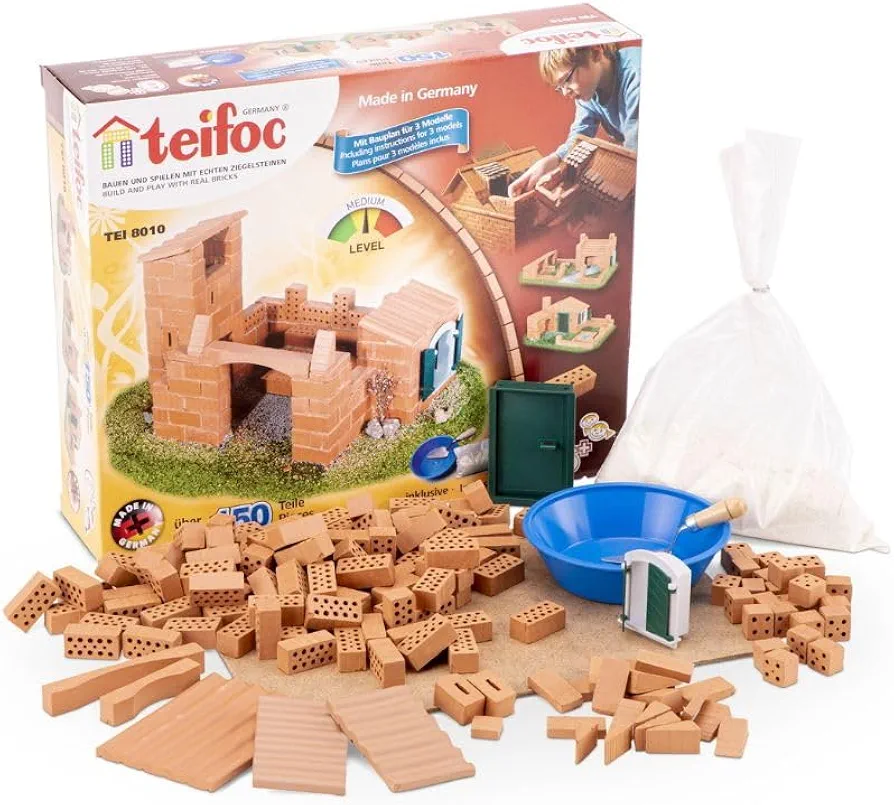 Teifoc Beginner Brick and Mortar Construction Set, 149 Building Blocks, Erector Set and STEM Building Toy