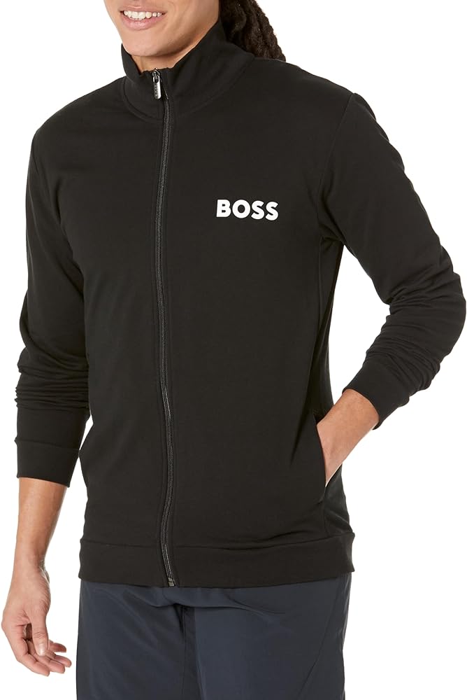 BOSS Men's Contrast Logo Cotton Full Zip Sweatshirt