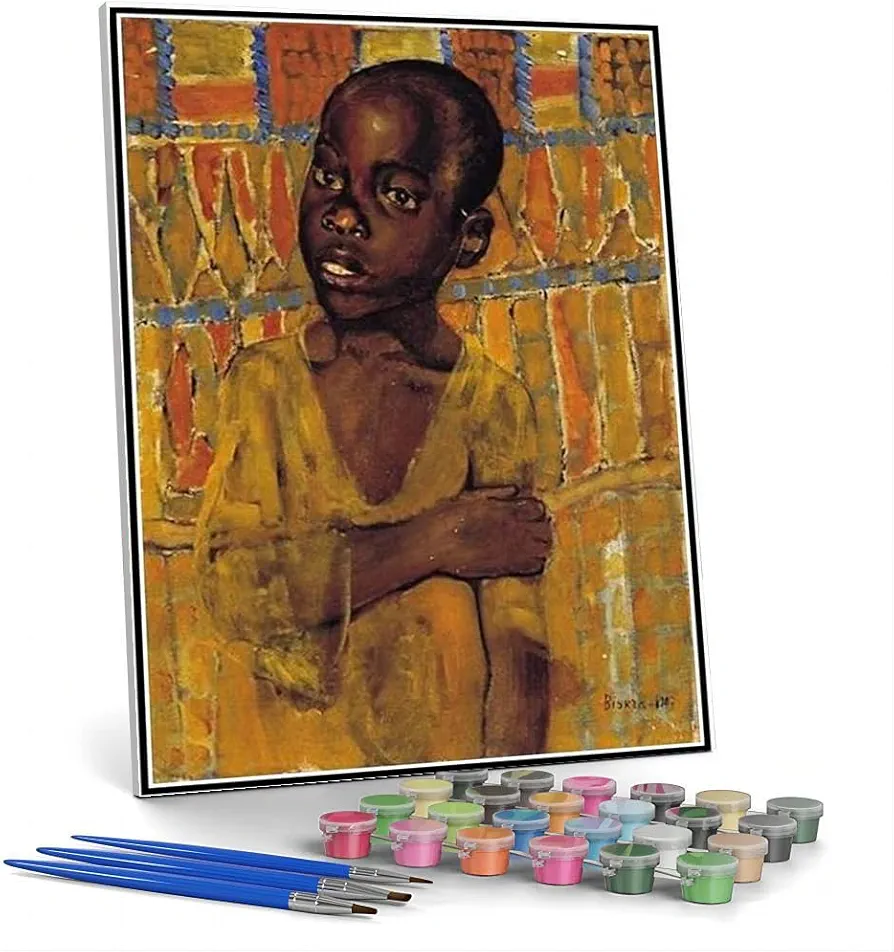 DIY Oil Painting Kit,African Boy Painting by Kuzma Petrov-Vodkin Arts Craft for Home Wall Decor