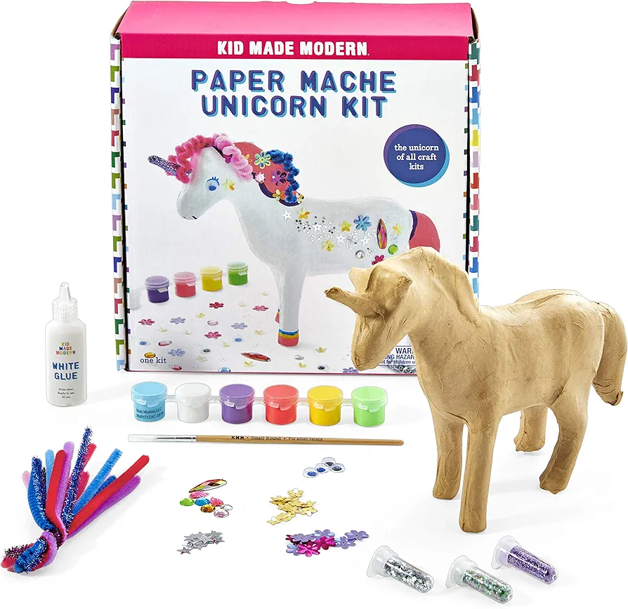 Crafts for Kids - Kid Made Modern Paper Mache Unicorn Kit - Paint Your Own Arts and Craft Gift for Kids Ages 6 and Up