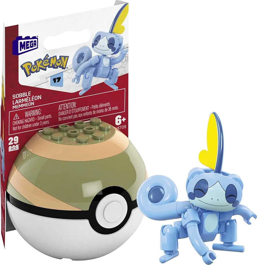 Mega Construx Pokemon Series 17 Sobble Figure Building Set with Nest Poke Ball