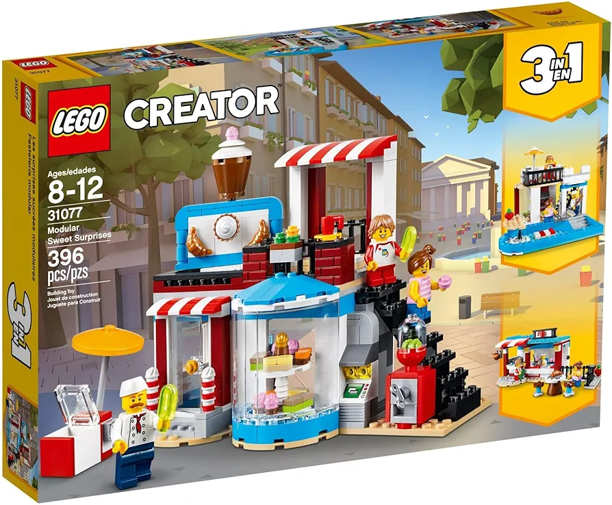 Lego 31077 Creator 3in1 Modular Sweet Surprises Pool House and Food Corner Cafe Model Building Set, Toys for Kids 8-12 Years Old