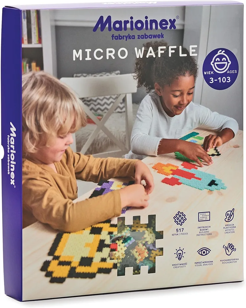 Big Box - Construction Puzzle Playset by Marioinex - 817 Interlocking Micro Waffle Blocks w/Idea Cards - Improves Fine Motor Skills - STEM STEAM Building Montessori Toys for Boys and Girls 5+