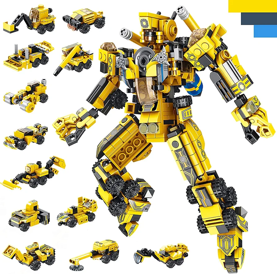 Robot STEM Building Toys for 6 Year Old Boys, 573 pcs Construction Toy Engineering Building Bricks Construction Vehicles Kit Best Gift for Kids Age 6 7 8 9 10 11 Year Old 1