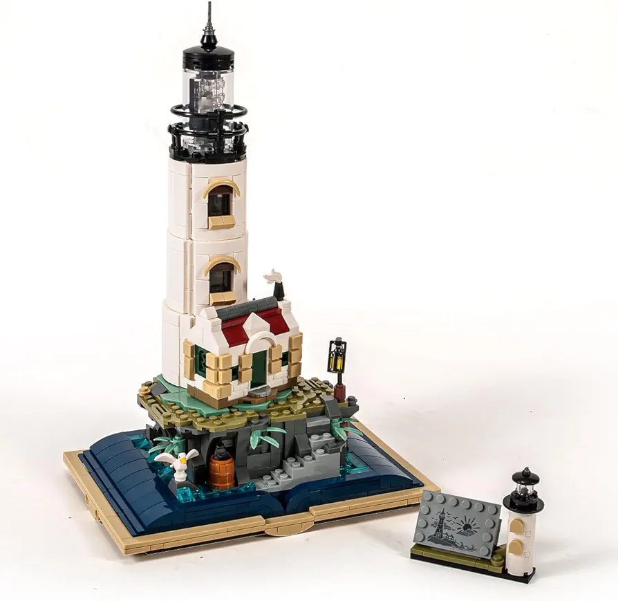 dOvOb Magic Book Lighthouse Building Blocks Set (1016PCS), Creative STEM Gift with Glowing Rotating Lighting, Collectible Construction Toys for Kids and Adult