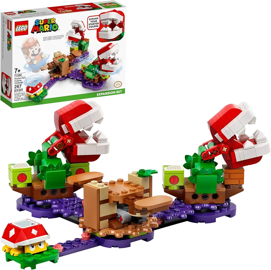 LEGO Super Mario Piranha Plant Puzzling Challenge Expansion Set 71382 Building Kit; Unique Toy for Creative Kids, New 2021 (267 Pieces)