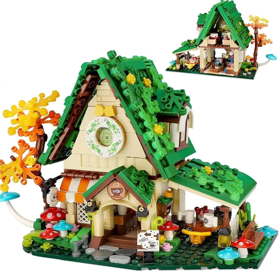 House Building Kit Coffee City House Building Set Flower Friends House Building Bricks Toy Set Compatible with Lego Set，Educational Kit Birthday Gifts or Boys and Girls 6-12 8-12（547PCS ）