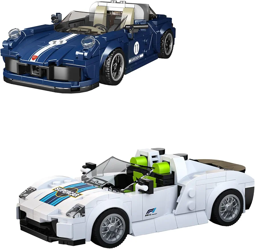 Mould King Speed Championship 911 Targa and 918 Super Car Models Building Toys with Clear Display Case,Collectible Racing Car Kits Building Blocks, Sports Car Building Sets for Adults and Kids 8+