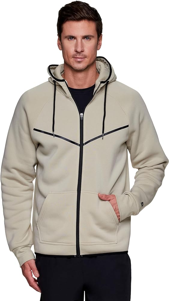 RBX Active Men's Athletic Fleece Full Front Zip Up Hooded Sweatshirt Hoodie