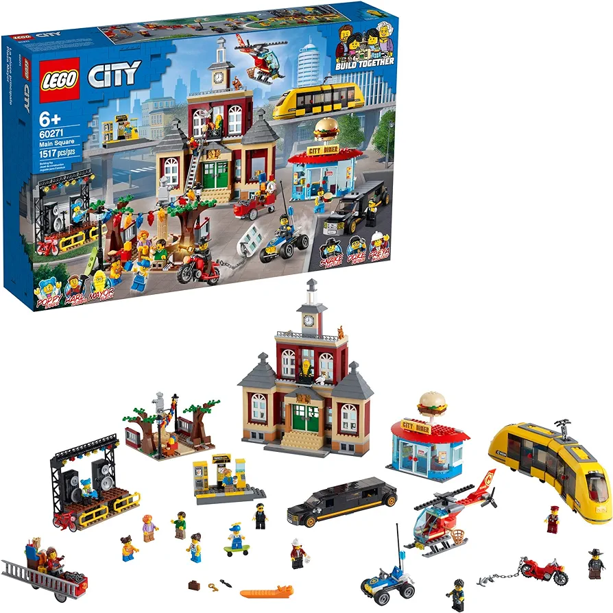 LEGO City Main Square 60271 set, Cool Building Toy for Kids, New 2021 (1,517 Pieces)