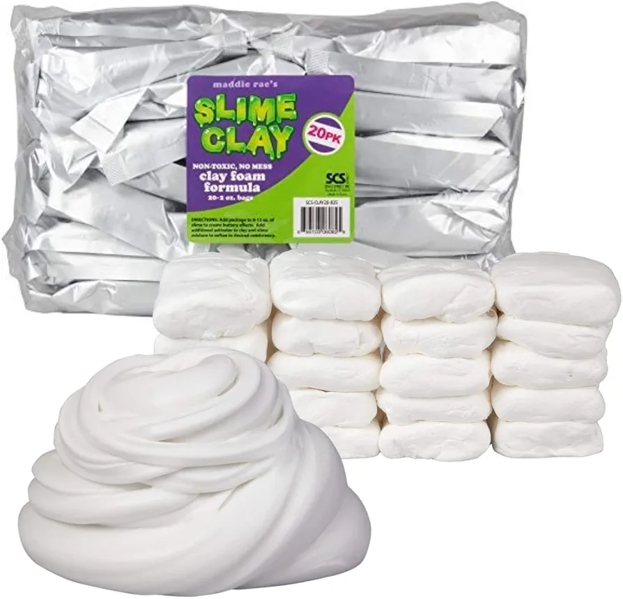 Maddie Rae Slime Clay (20 pk) Non-Toxic, No Mess Clay Foam Formula for Unique Creamy Butter Effects, Great for Arts & Crafts, Slime Glue Making Supplies, School Projects, Kids Gifts -Compare to Daiso