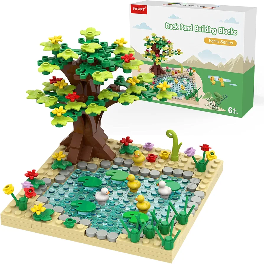 Farm Animal Duck Pond Building Set, MOC Accessories Bricks Animal Building Toy Set for Kids, Girls and Boys Age 6+ (246 Pieces)