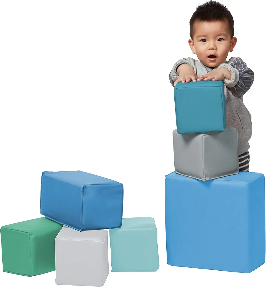 ECR4Kids Softzone Foam Big Building Blocks, Soft Play for Kids (7-Piece Set), Toddler blocks, Contemporary