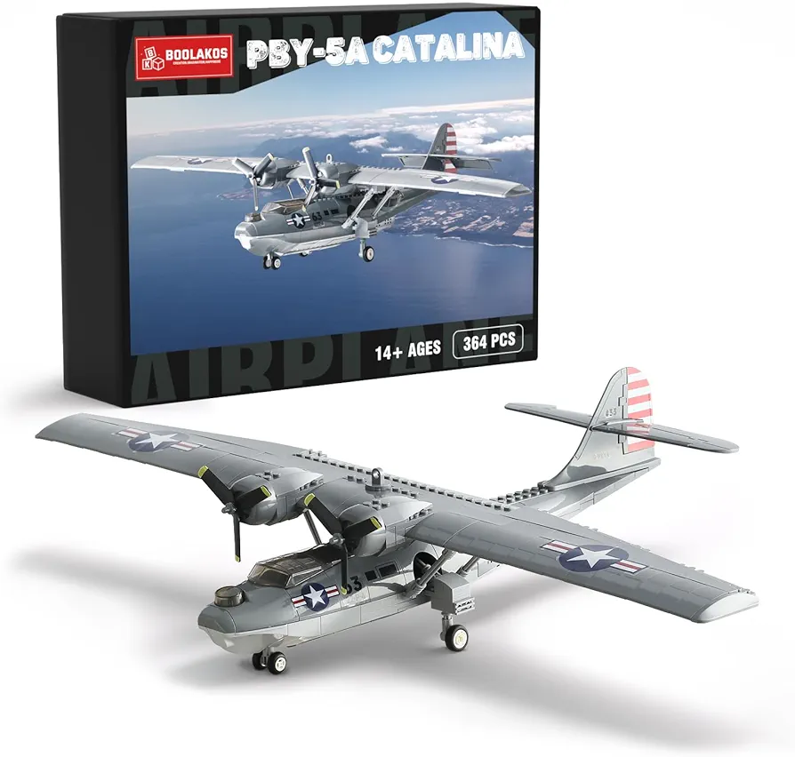 WW2 Airplane PBY-5A Catalina Building Blocks Sets, Military Building Toy, Collectible WWII Air Force Gift for Adults (364PCS)