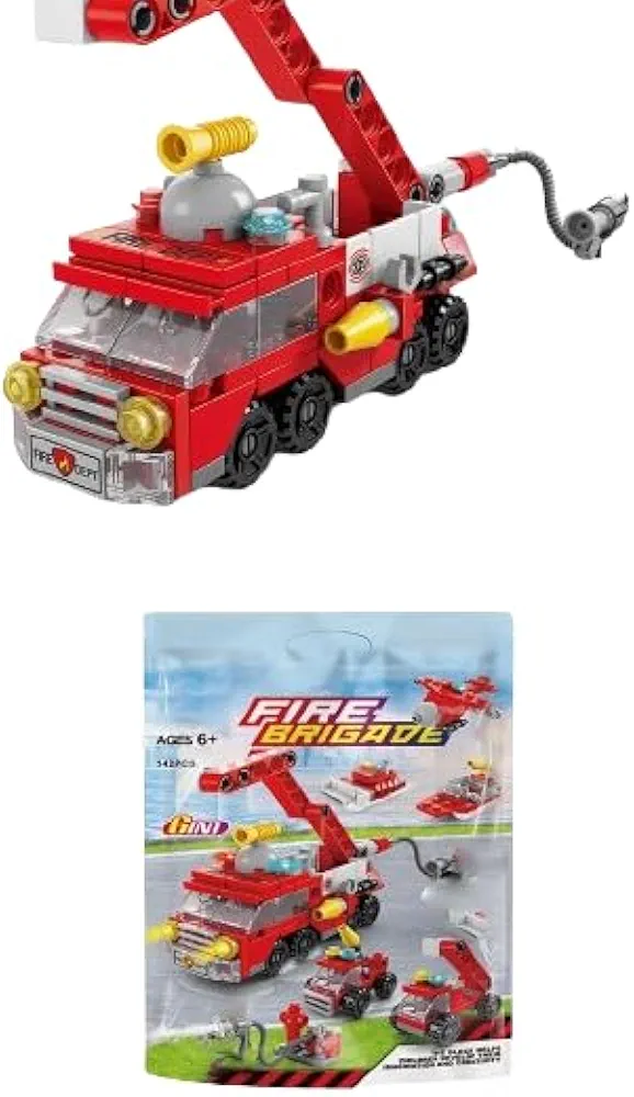 6 in 1 Building Blocks City Fire Engineering Vehicle Truck Car Mini Toy Bricks Boys Children's Plane Tank SWAT Police Model