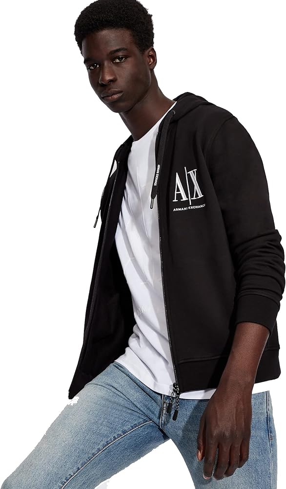 Armani Exchange Men's Icon Project Embroidered Zip Up Hooded Sweatshirt