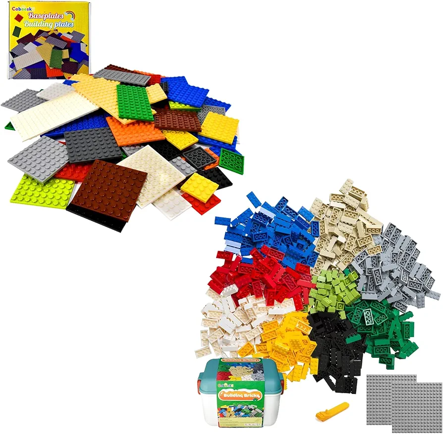 60pcs Classic Building Plate + 360pcs Classic Blocks 2x4 and 2x2, Compatible with Lego Pieces& top Brands, Colorful, for Kids & MOC Lovers