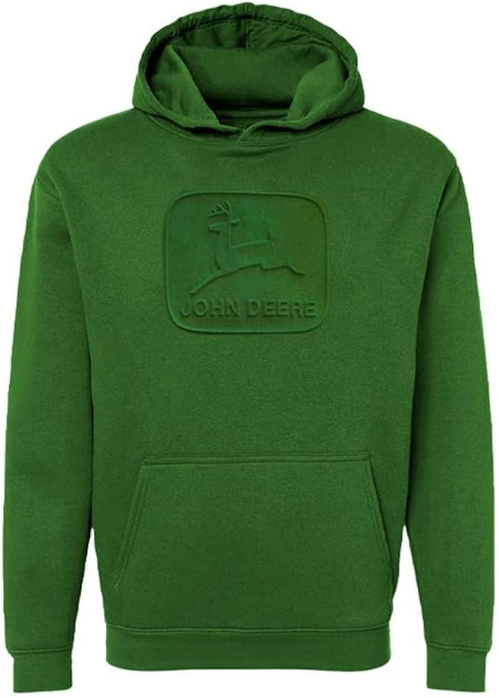 John Deere Embossed Vintage Logo Mens Hooded Sweatshirt Pullover Hoodie