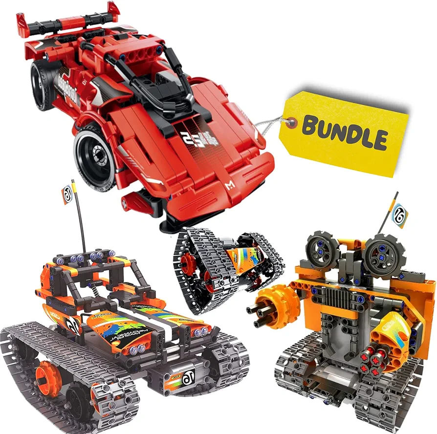 Remote Control Cars - Building Toys Bundle. Speed Racers and Track Racers Model Kit to Build. Birthday Gift for Boys Ages 7 8 9 10 11 12 Years Old. Cool Engineering STEM Project Idea for Kids