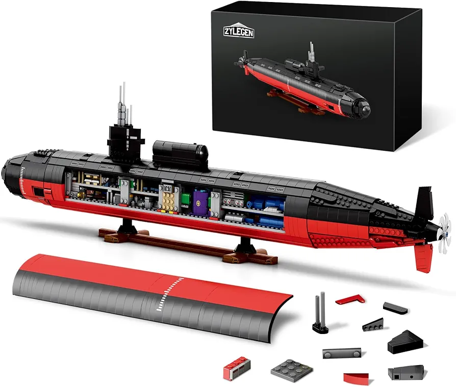 ZYLEGEN Submarine Military Building Toy, Sea Nuclear Submarine Warship Building Block, Creative Ocean Battleship Building Kit for Boys and Girls, Christmas, Halloween, Birthday Gift(2988Pcs)