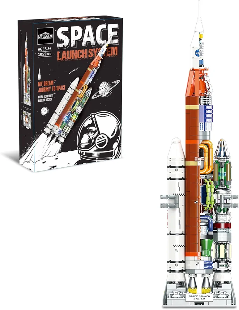 ZYLEGEN Rocket Launcher System Building Model, Space Shuttle Building Block with Launch Set,Spaceship STEM Building Toys Creative Gift for Boys and Girls, for Birthday, Christmas, Halloween