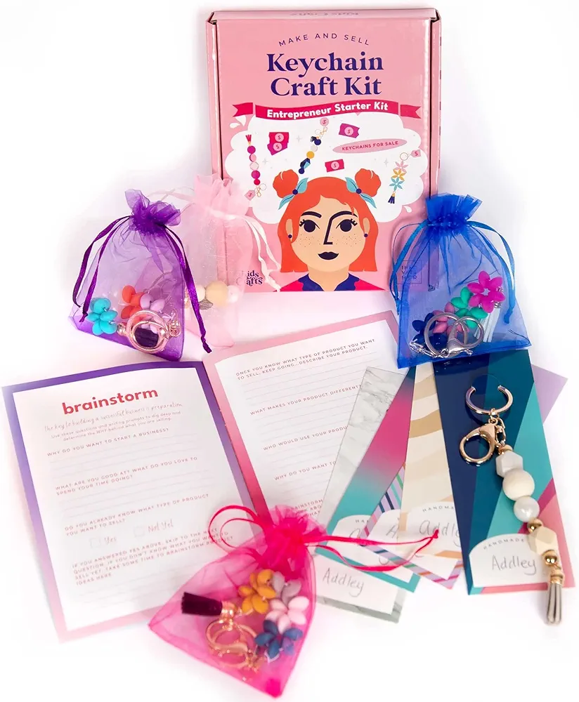 Creative Keychains Business in a Box Craft Kit - The Perfect Outdoor Toy and Craft Activity for Girls Ages 8-12! DIY Craft Activity Arts and Crafts Keychain Craft Kit