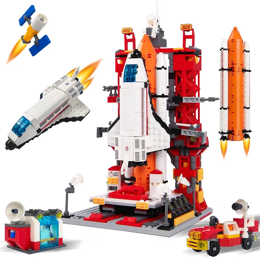 1083PCS Space Exploration Space Shuttle Toys for 6 7 8 9 10+ Years Boys STEM Space Building kit Toys with Heavy Duty Transport Rocket and Launcher, Great Gift for 6+ Years Old Boys