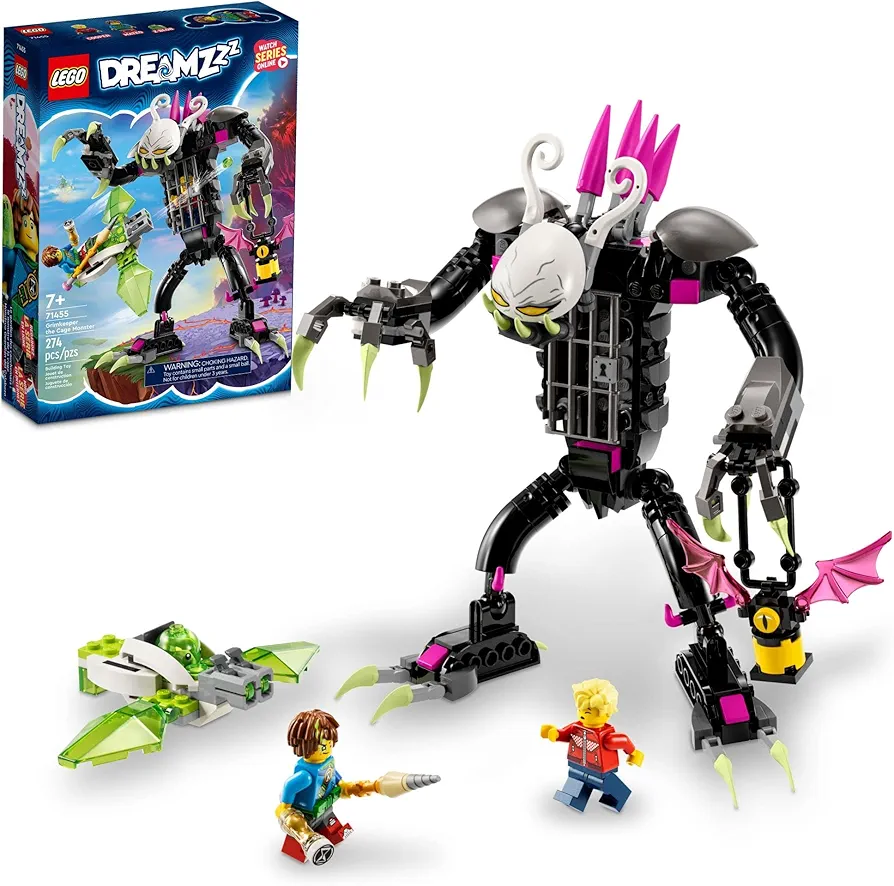 LEGO DREAMZzz Grimkeeper The Cage Monster 71455 Building Toy Transforms from Z-Blob Robot to Mini-Plane to Hoverbike, Great for Imaginative and Pretend Play, Unique Birthday Gift for 7+ Year Olds