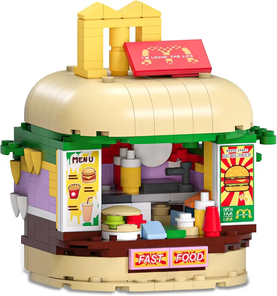 Building Block City Burger, Compatible with Lego Brick Set,DIY Creative Model Toys, Birthday Gift(350PCS)