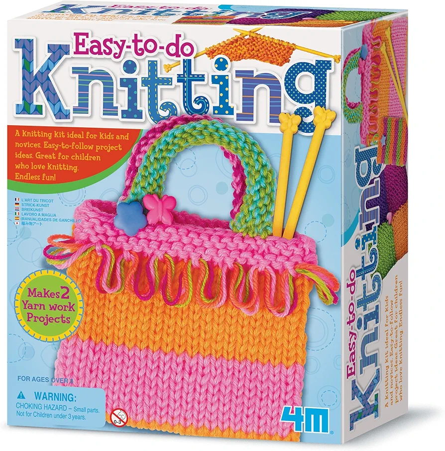 4M Easy-to-do Knitting Art Kit (3593), white pink