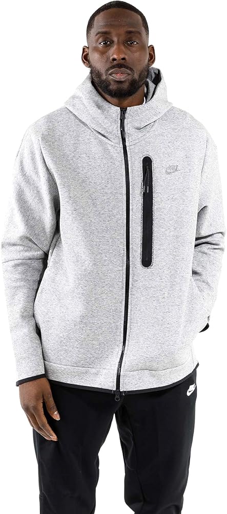 Nike Sportswear Tech Fleece Men's Full-Zip Hoodie (as1, alpha, l, regular, regular, Standard, Dark Grey Heather/Black, Large)