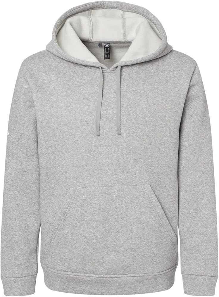 adidas Mens Fleece Hooded Sweatshirt, M, Grey Heather