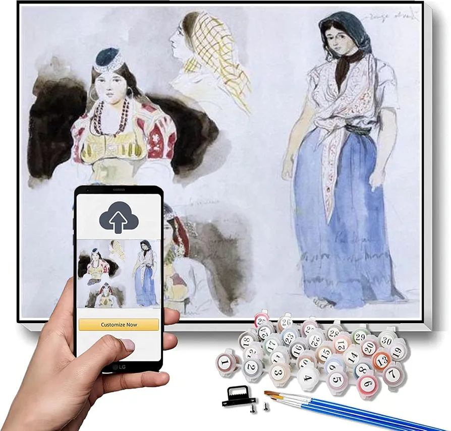 Paint by Numbers Kits for Adults and Kids Moroccan Women Painting by Eugene Delacroix Arts Craft for Home Wall Decor