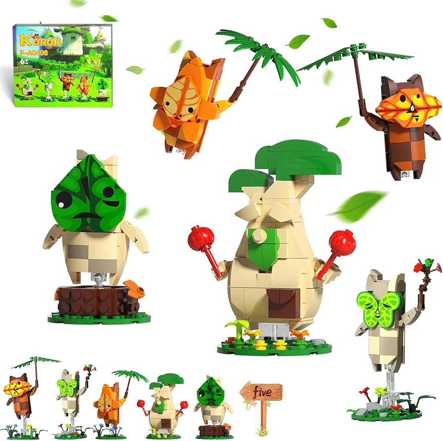 BOTW Koroks and Hestu Building Set,Yahaha! 5 Characters Korok Figure Building Block Kits Building Toys for Game Fans Kids Adults(499PCS)