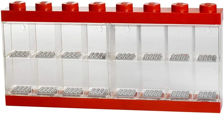 Lego Minifigure Display Case 16 Red, Large