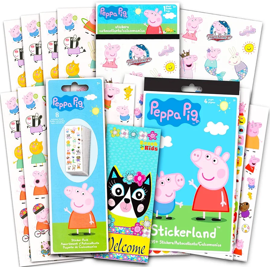 Peppa Pig Sticker Sheet Bundle for Boys and Girls - 14 Sheets Peppa Pig Activity Set with Over 400 Peppa Stickers and More (Peppa Pig Party Favors and Supplies)