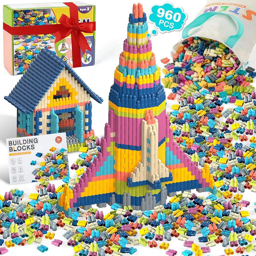 961 Pcs building toys for kids ages 4-8, Educational STEM Building Blocks for Brain Development & Hands-On Ability Improvement, Construction Toy for Preschool and Kindergarten Boys & Girls Aged 3+