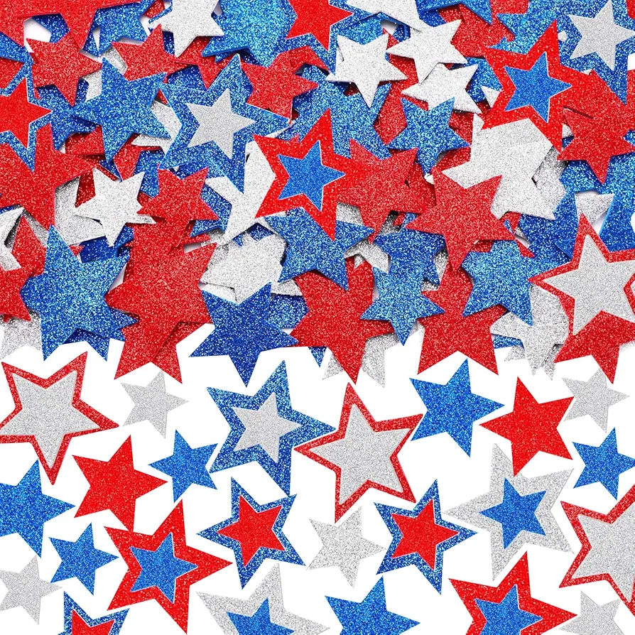 360 Pcs Glitter Star Foam Stickers 4th of July Patriotic Glitter Foam Sticker Memorial Day For Kids Arts Crafts Independence Day 4th Of July Decoration Supplies