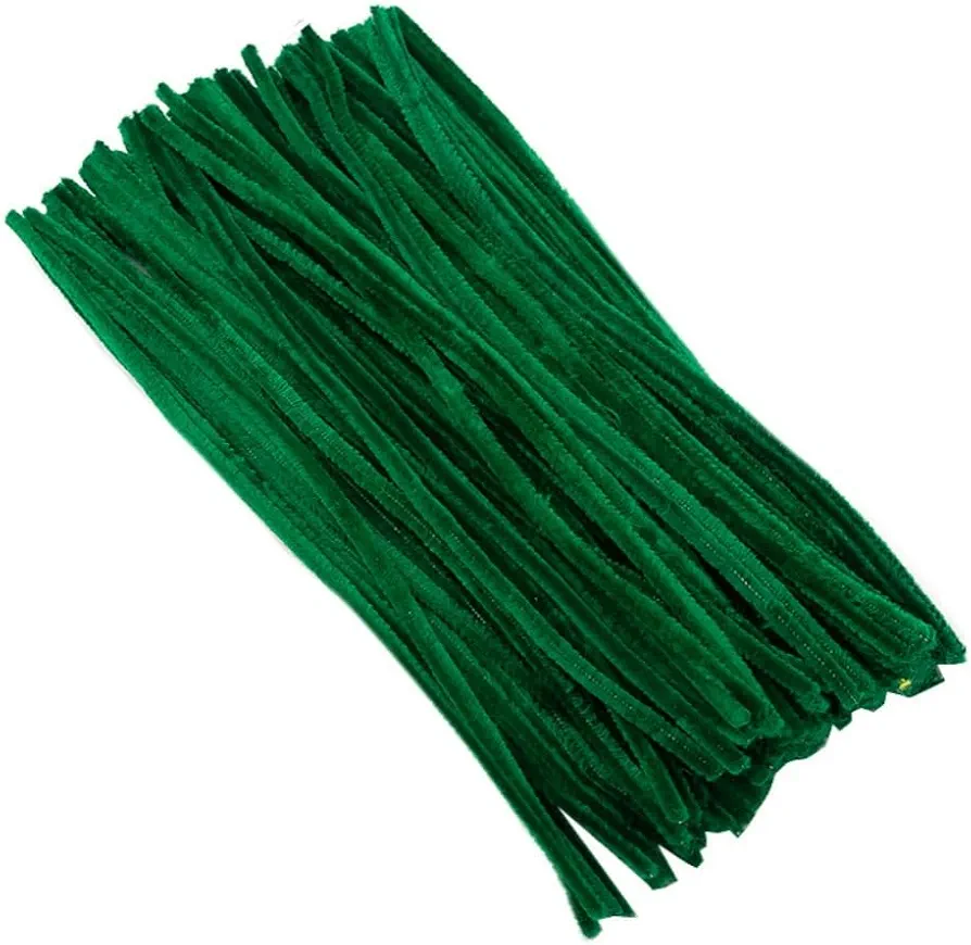 100 Pcs Thick Pipe Cleaners Craft Supplies Multicolor Chenille Stems for Art and Craft Projects Creative DIY Decorations (Green)