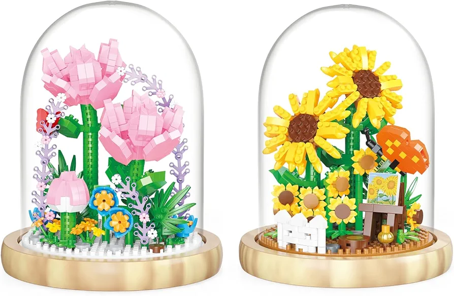 Sunflower and Carnation Flowers Bouquets Building Set