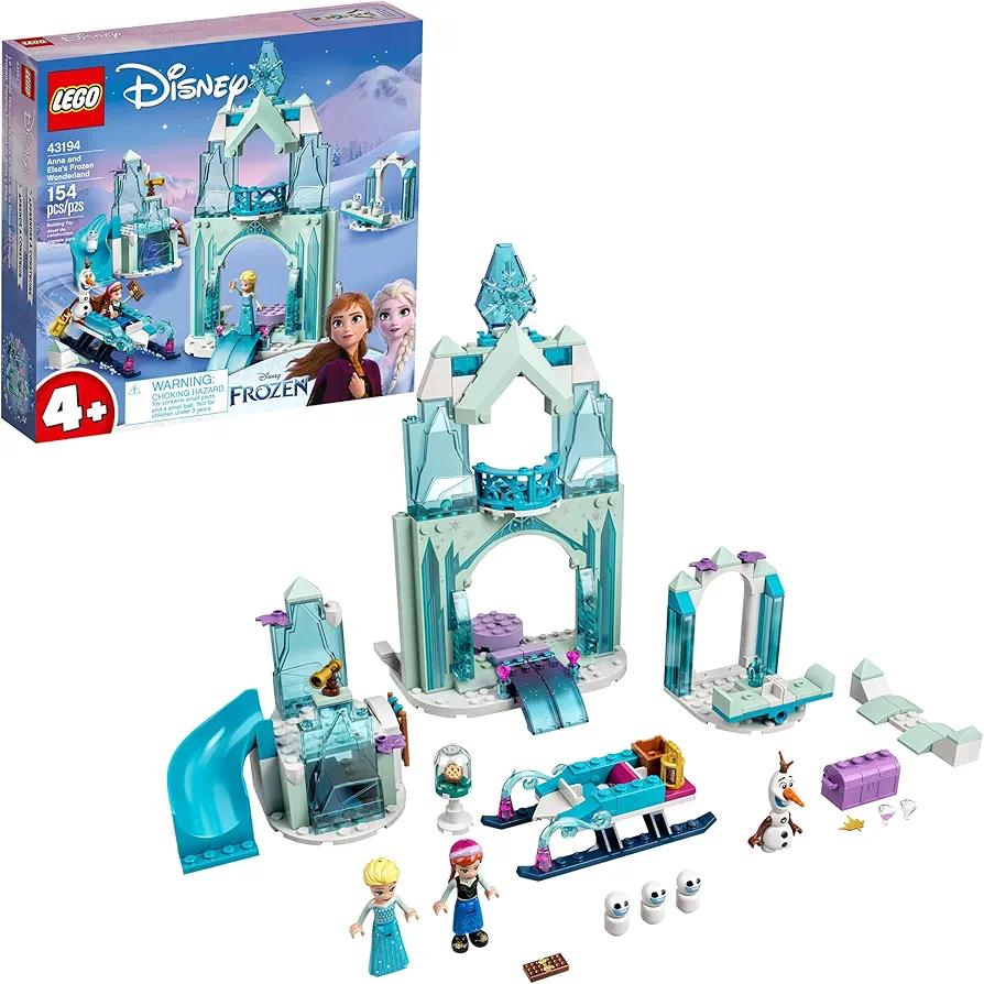 LEGO Disney Anna and Elsa’s Frozen Wonderland 43194 Castle Toy with Disney Princess Mini-Doll Figures, Gifts for 4 Plus Years Old Kids, Girls and Boys