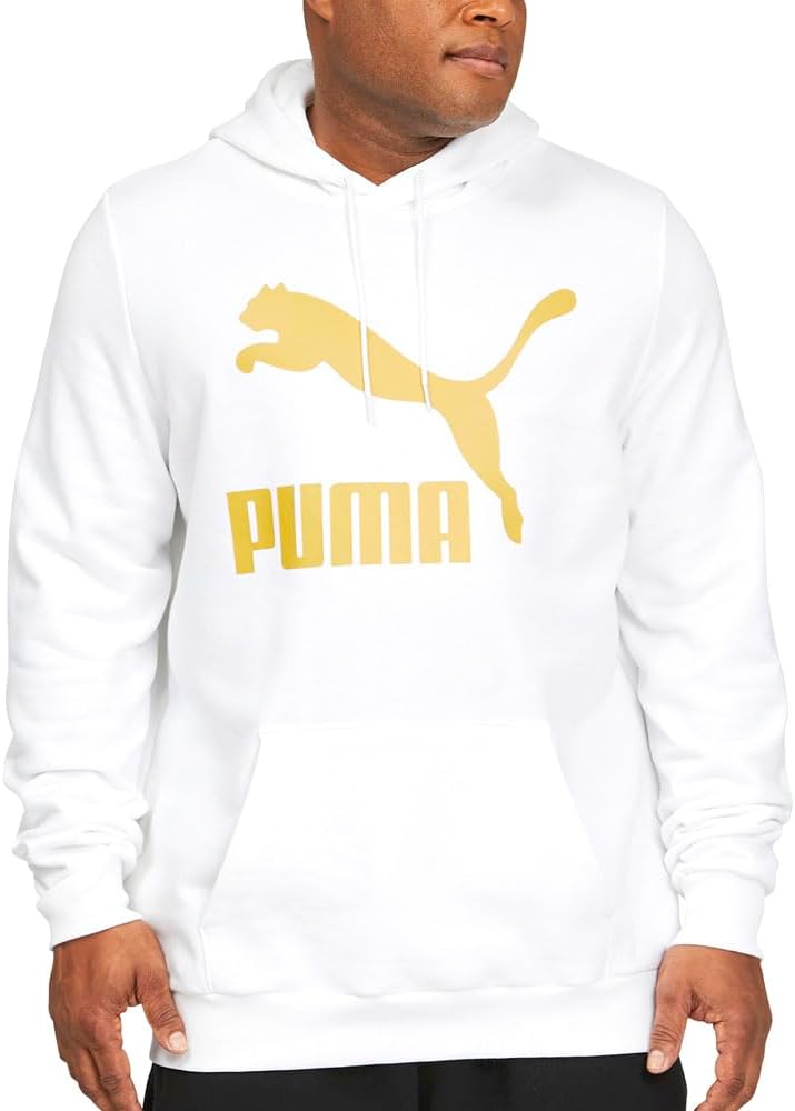 Puma Mens Classics Logo Hoodie Fl S Bt Casual Outerwear - White