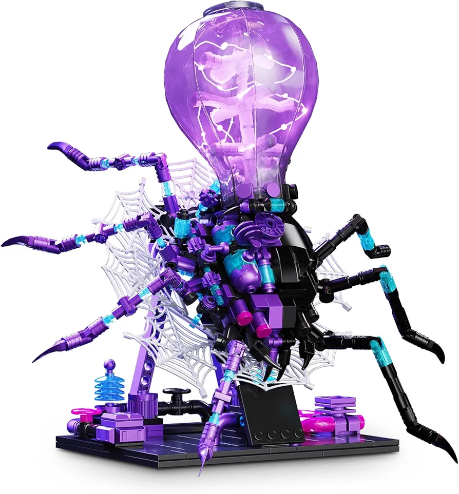 Spiders Insect Collection Building Block-1698 PCS Insect Toys for Nature Lover Gifts. with LED Light Insects Block Set Birthday Christmas Kids Party Favours for Insect Decor