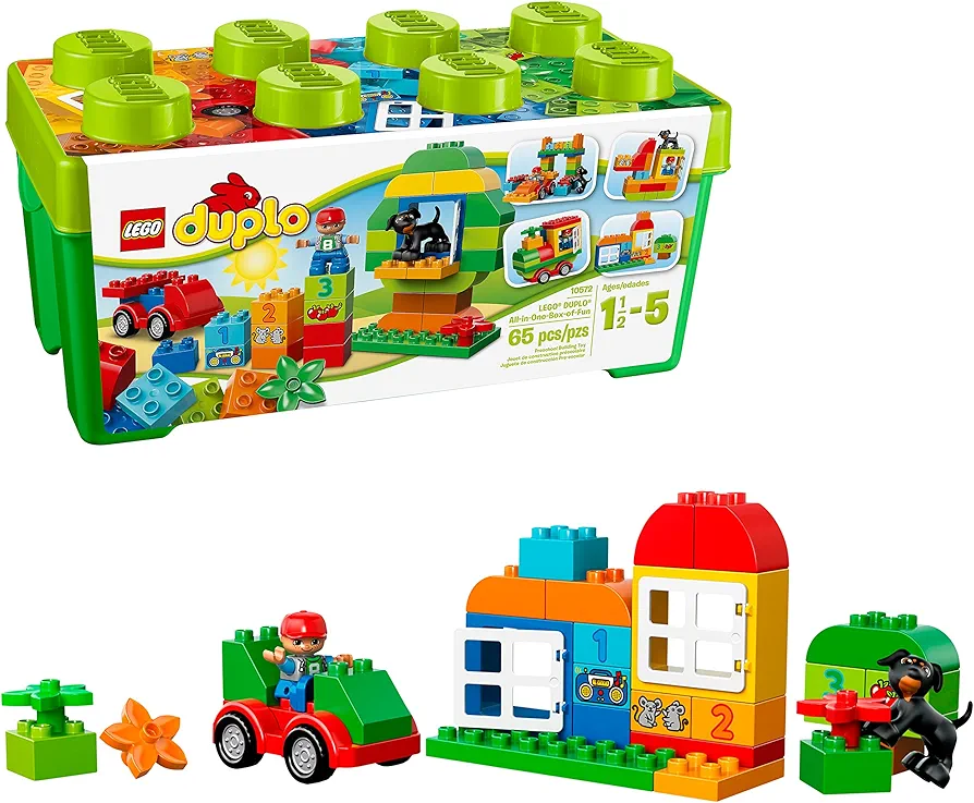 LEGO DUPLO All-in-One-Box-of-Fun Building Kit 10572 Open Ended Toy for Imaginative Play with Large Bricks Made for Toddlers and preschoolers (65 Pieces)