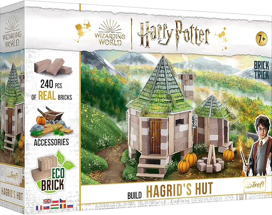 Trefl Harry Potter Brick Trick Hagrid's Hut Eco Brick Blocks, DIY, 240 Blocks, Reusable, Creative Set for Children from 7 Years Building Blocks