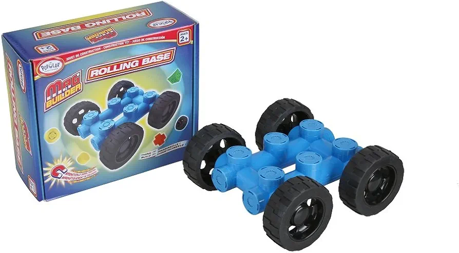 POPULAR PLAYTHINGS Mag Builder Rolling Base, Magnetic Toy Play Set