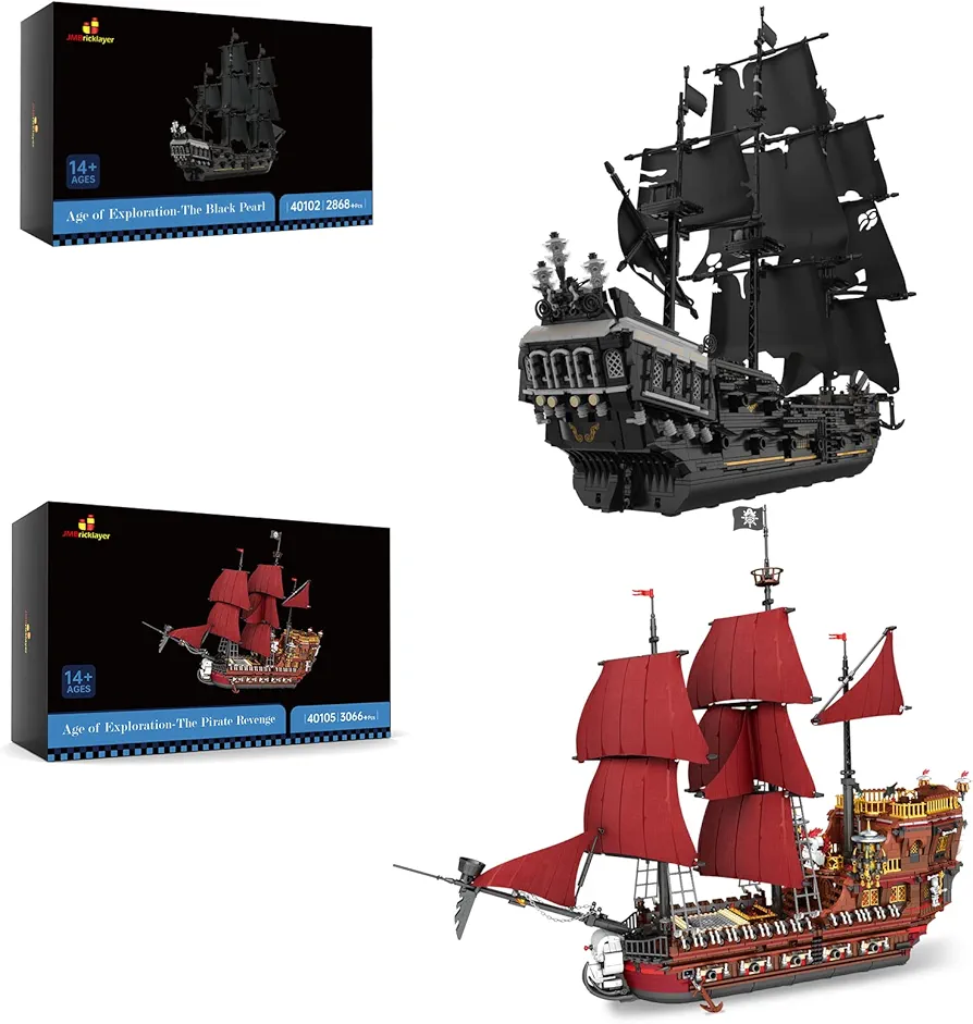 JMBricklayer Pirate Ship Model Building Sets, Mysterious Pirate Toys Building Kits, Collectible Model Ship Building Blocks, Cool Pirate Ship Toy, Gifts for Boys Teens Collectors