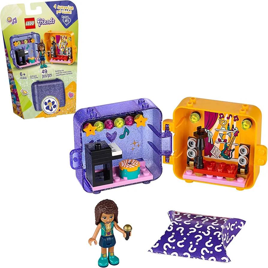 LEGO Friends Andrea’s Play Cube 41400 Building Kit, includes a Pop Star Mini-Doll and Toy Pet, Sparks Creative Play, New 2020 (49 Pieces)